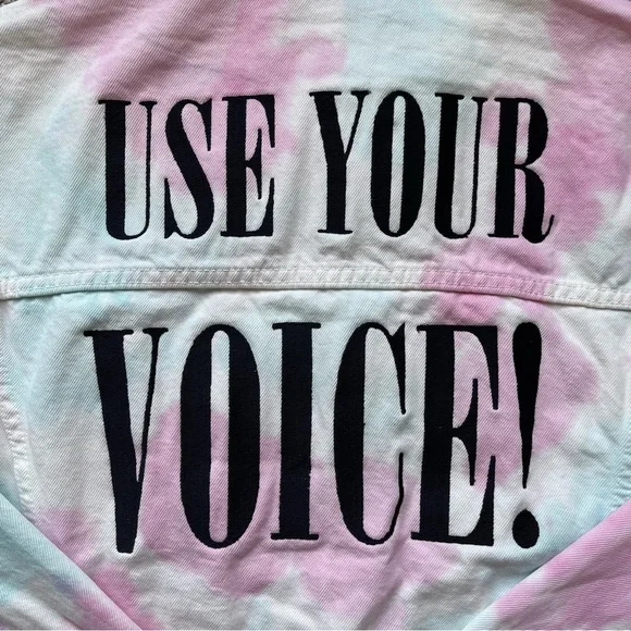 PRIDE OVERSIZED TRUCKER JEAN DENIM JACKET MENS SIZE TIE DYE METAL BUTTONS PINK - Picture 6 of 7